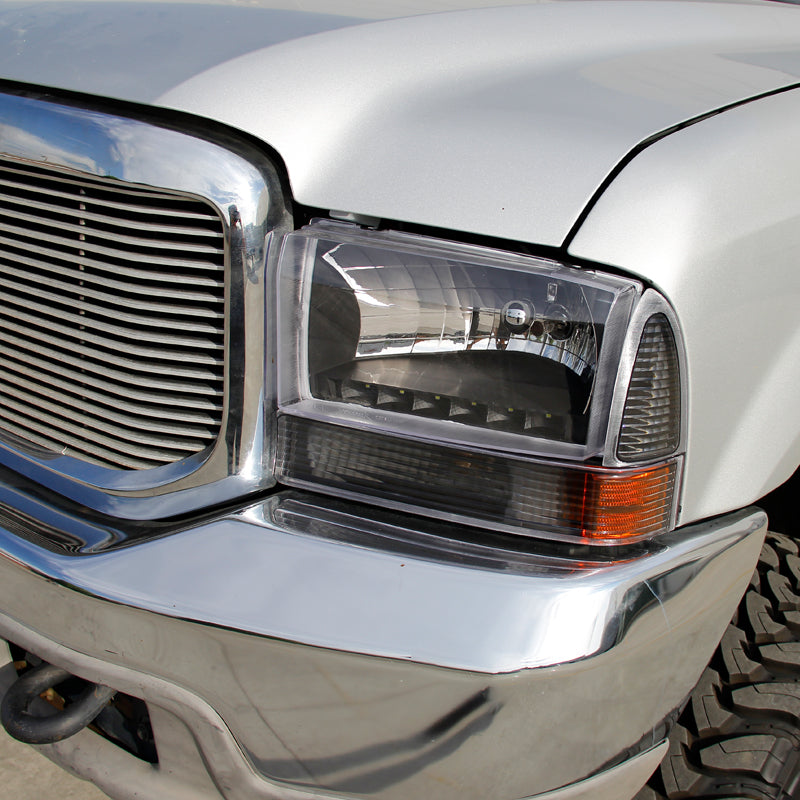 1999-2004 Ford F-250/F-350/F-450/F-550/Excursion Corner Lights (Matte Black Housing/Clear Lens)