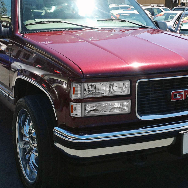 1994-1998 GMC C10 Sierra/Yukon/Suburban Corner Lights w/ Amber Reflectors (Chrome Housing/Clear Lens)