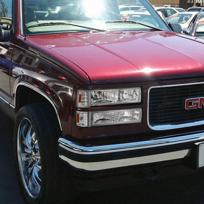 1994-1998 GMC C10 Sierra/Yukon/Suburban Corner Lights w/ Amber Reflectors (Chrome Housing/Clear Lens)