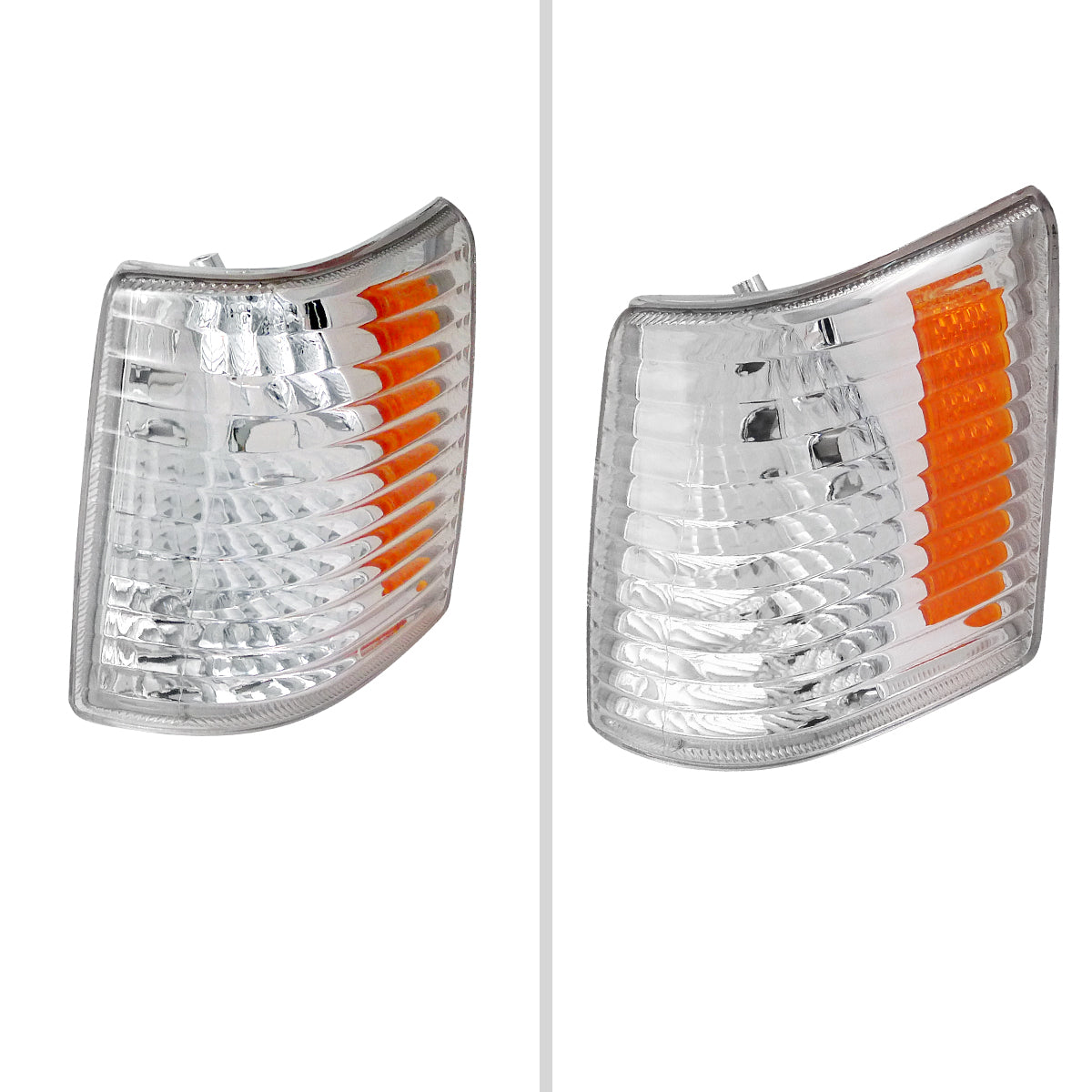 1993-1998 Jeep Grand Cherokee Corner Lights w/ Amber Reflectors (Chrome Housing/Clear Lens)