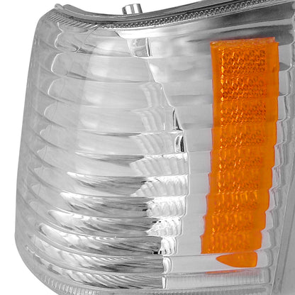 1993-1998 Jeep Grand Cherokee Corner Lights w/ Amber Reflectors (Chrome Housing/Clear Lens)