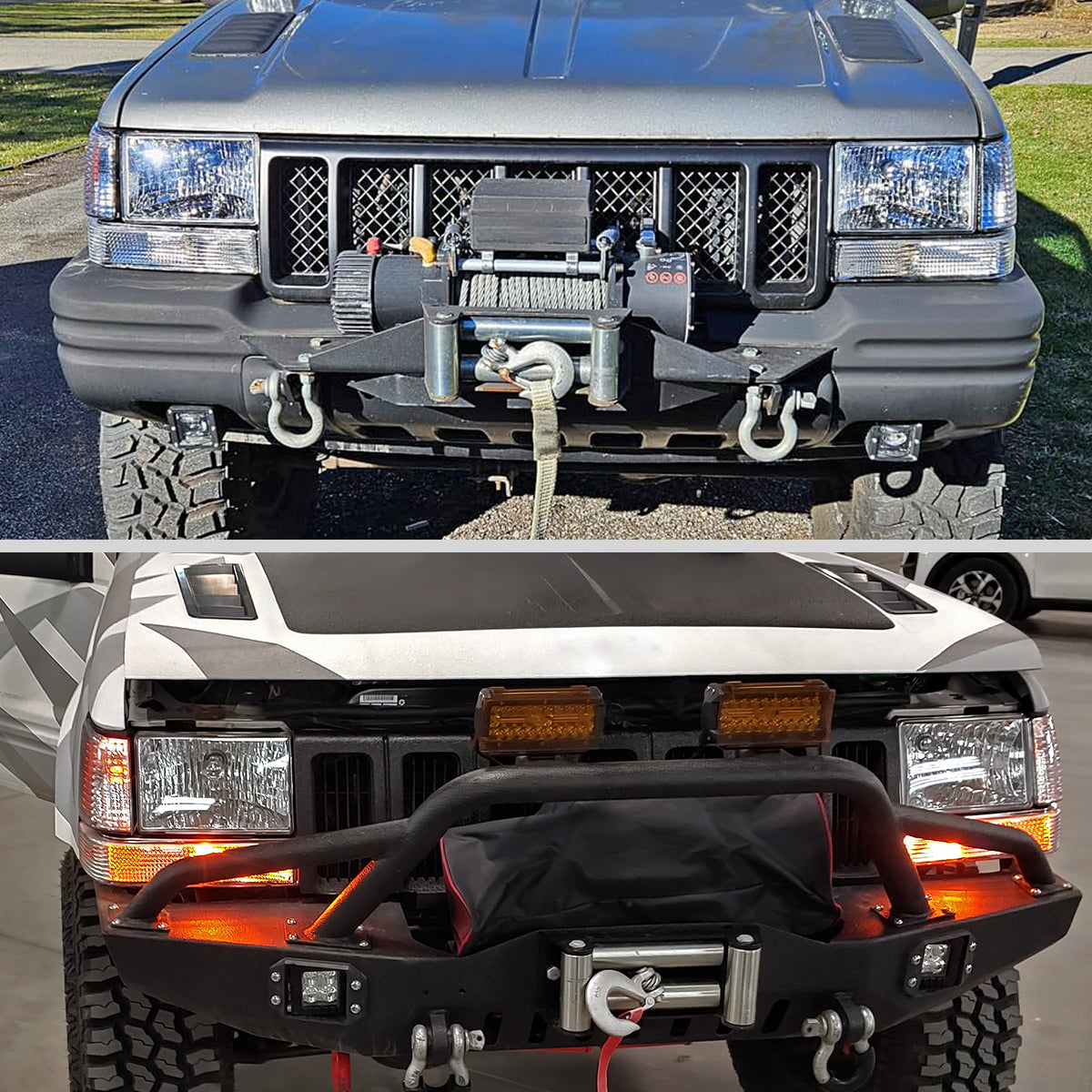 1993-1998 Jeep Grand Cherokee Corner Lights w/ Amber Reflectors (Chrome Housing/Clear Lens)