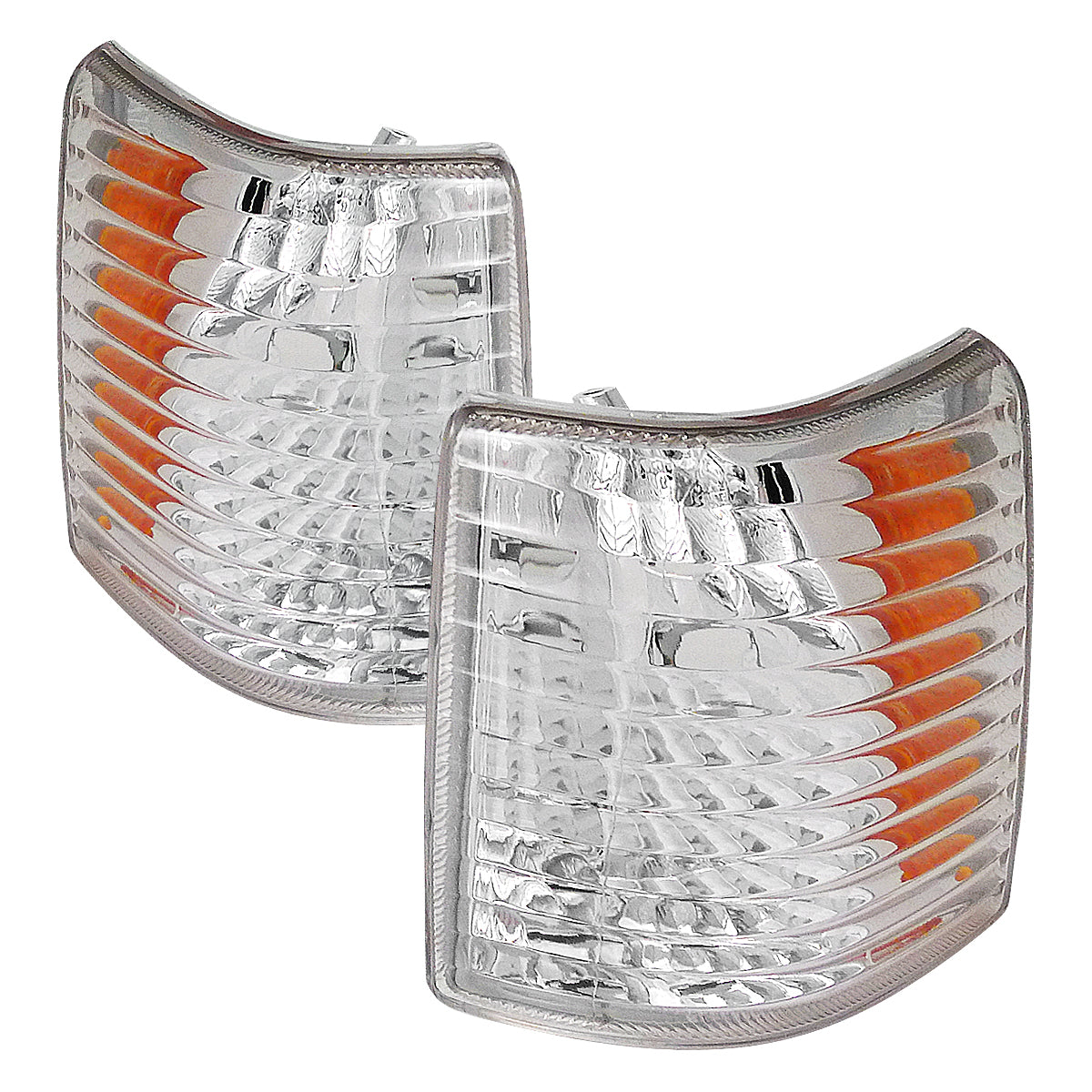 1993-1998 Jeep Grand Cherokee Corner Lights w/ Amber Reflectors (Chrome Housing/Clear Lens)