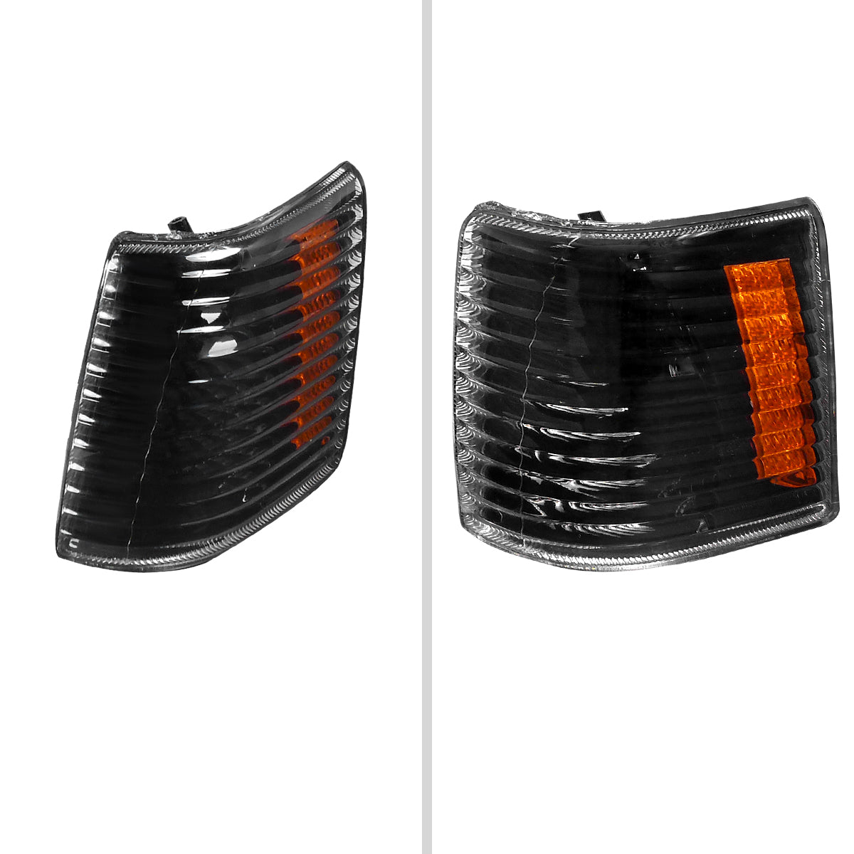 1993-1998 Jeep Grand Cherokee Corner Lights w/ Amber Reflectors (Matte Black Housing/Clear Lens)
