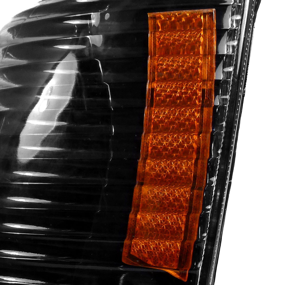 1993-1998 Jeep Grand Cherokee Corner Lights w/ Amber Reflectors (Matte Black Housing/Clear Lens)