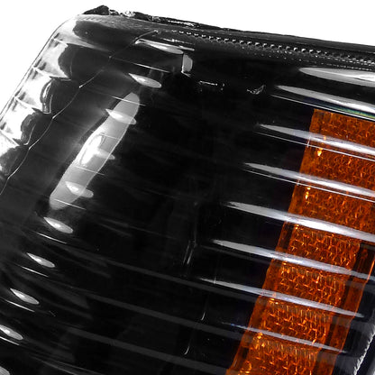 1993-1998 Jeep Grand Cherokee Corner Lights w/ Amber Reflectors (Matte Black Housing/Clear Lens)