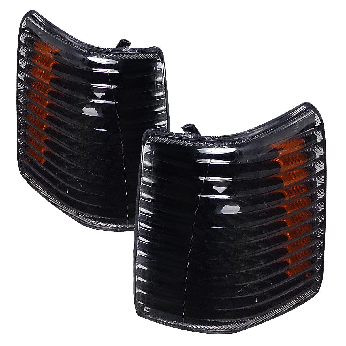1993-1998 Jeep Grand Cherokee Corner Lights w/ Amber Reflectors (Matte Black Housing/Clear Lens)