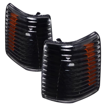 1993-1998 Jeep Grand Cherokee Corner Lights w/ Amber Reflectors (Matte Black Housing/Clear Lens)