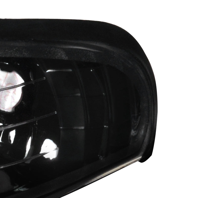 1994-1998 Ford Mustang Corner Parking Turn Signal Lights w/ Amber Reflector (Matte Black Housing/Clear Lens)