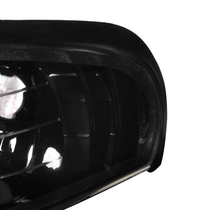 1994-1998 Ford Mustang Corner Parking Turn Signal Lights w/ Amber Reflector (Matte Black Housing/Clear Lens)
