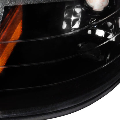 1994-1998 Ford Mustang Corner Parking Turn Signal Lights w/ Amber Reflector (Matte Black Housing/Clear Lens)
