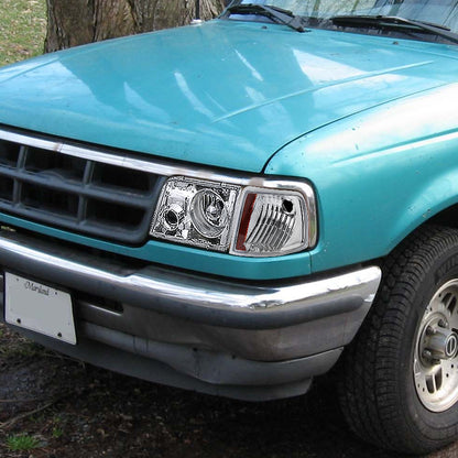 1993-1997 Ford Ranger Factory Style Corner Parking Turn Signal Lights (Chrome Housing/Clear Lens)