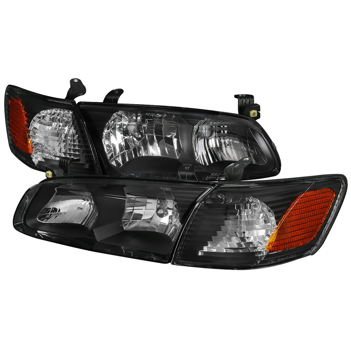 2000-2001 Toyota Camry Factory Style Headlights w/ Amber Reflectors (Matte Black Housing/Clear Lens)