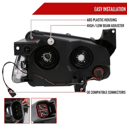 2006-2010 Dodge Charger Factory Style Headlights w/ Corner Lights (Chrome Housing/Clear Lens)