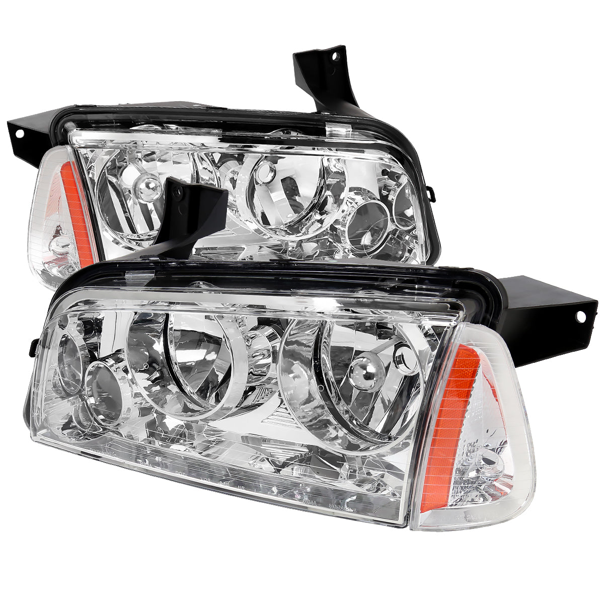 2006-2010 Dodge Charger Factory Style Headlights w/ Corner Lights (Chrome Housing/Clear Lens)