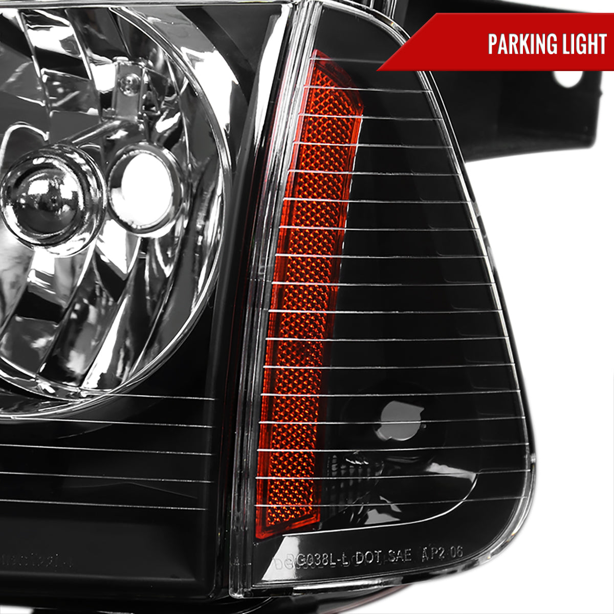 2006-2010 Dodge Charger Factory Style Headlights w/ Corner Lights (Matte Black Housing/Clear Lens)