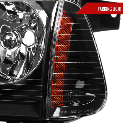 2006-2010 Dodge Charger Factory Style Headlights w/ Corner Lights (Matte Black Housing/Clear Lens)