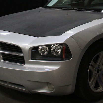 2006-2010 Dodge Charger Factory Style Headlights w/ Corner Lights (Matte Black Housing/Clear Lens)