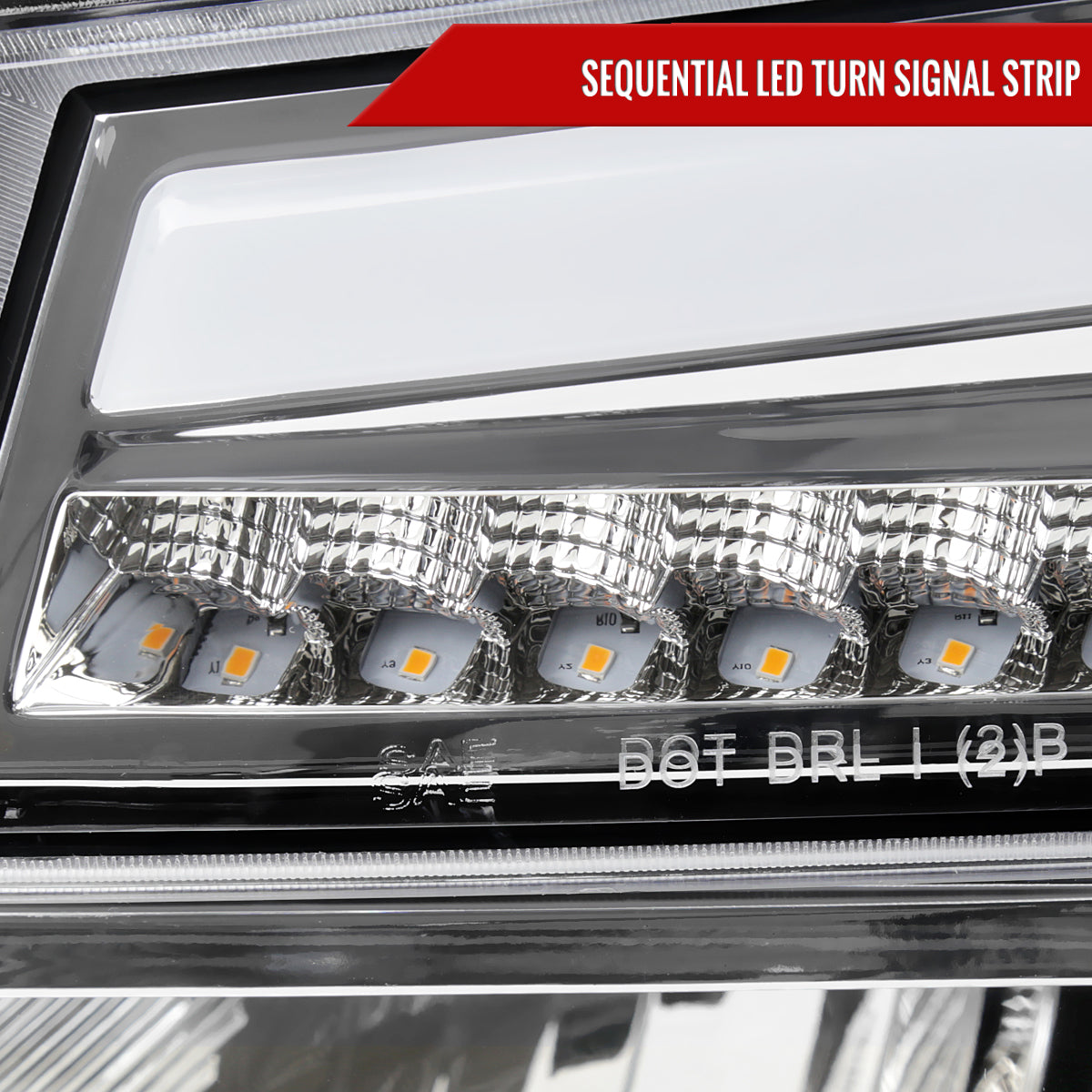 2004-2012 Chevrolet Colorado GMC Canyon/2006-2008 ISUZU I-Series Sequential Turn Signal Factory Style Headlights with LED Bar (Chrome Housing/Clear Lens)