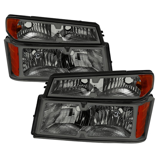 2004-2012 Chevrolet Colorado/GMC Canyon/Isuzu I-Series Factory Style Headlights & Corner Lights Pair (Chrome Housing/Smoked Lens)