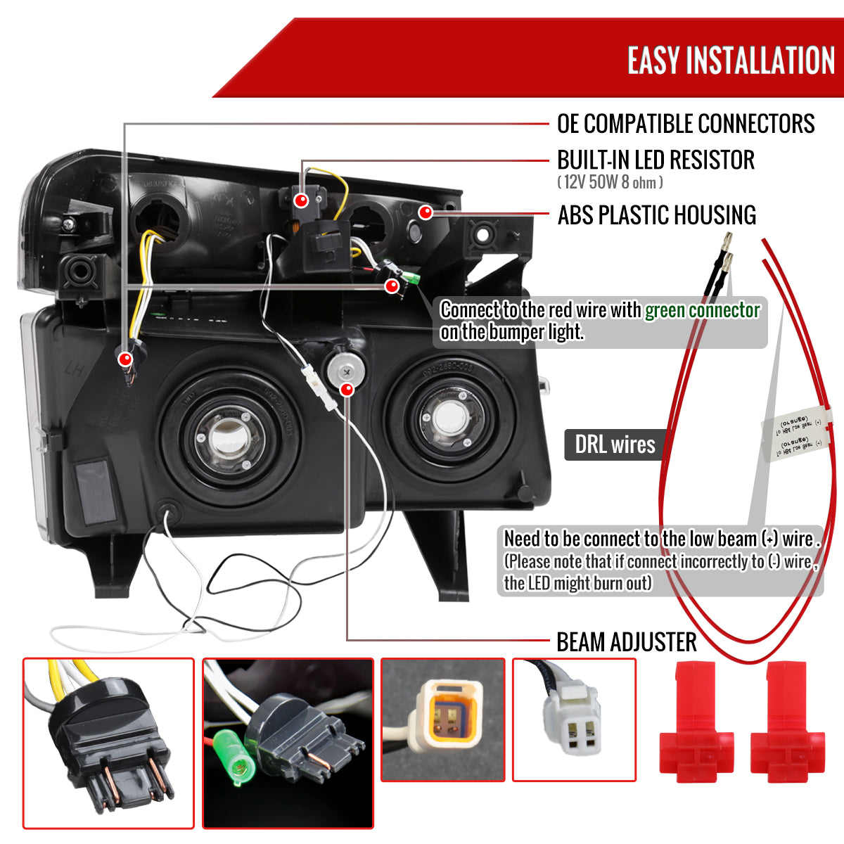 2004-2012 Chevrolet Colorado GMC Canyon/2006-2008 ISUZU I-Series Sequential Turn Signal Factory Style Headlights with LED Bar (Matte Black Housing/Clear Lens)