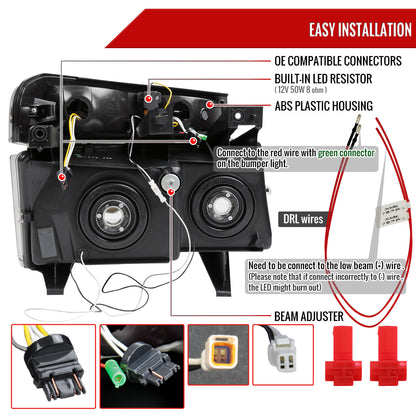 2004-2012 Chevrolet Colorado GMC Canyon/2006-2008 ISUZU I-Series Sequential Turn Signal Factory Style Headlights with LED Bar (Matte Black Housing/Clear Lens)
