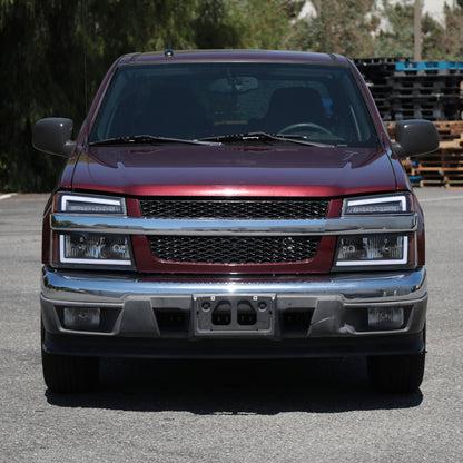 2004-2012 Chevrolet Colorado GMC Canyon/2006-2008 ISUZU I-Series Sequential Turn Signal Factory Style Headlights with LED Bar (Matte Black Housing/Clear Lens)