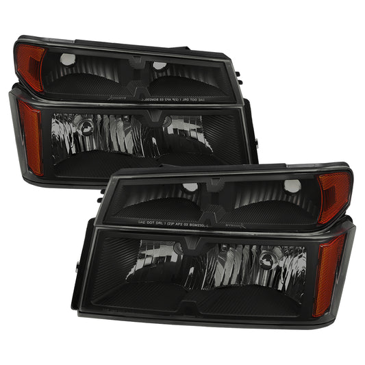 2004-2012 Chevrolet Colorado/GMC Canyon/Isuzu I-Series Factory Style Headlights & Corner Lights Pair(Matte Black Housing/Smoked Lens)