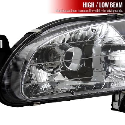 1998-2000 Toyota Corolla Factory Style Crystal Headlights w/ Corner Lights & Bulbs (Matte Black Housing/Clear Lens)