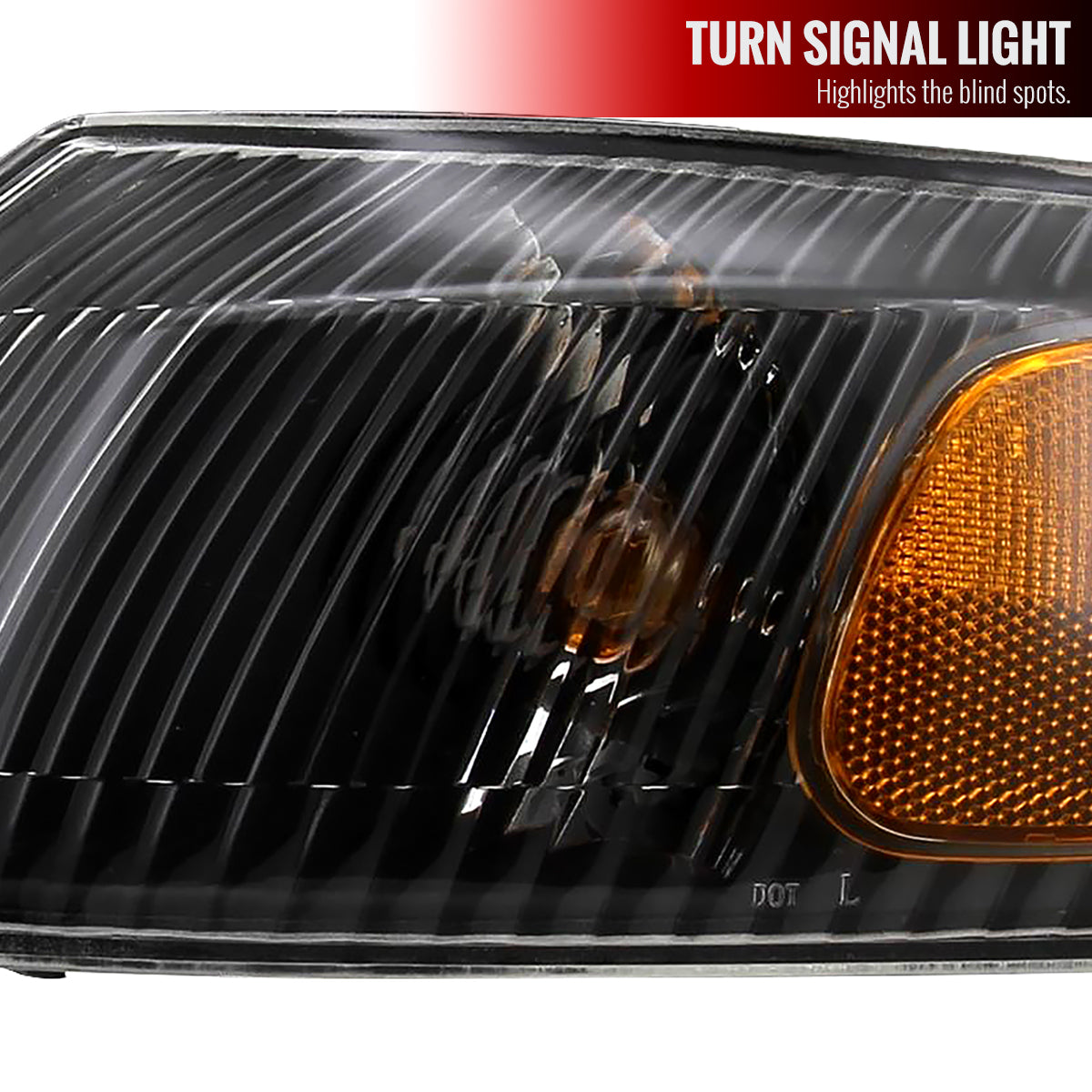 1998-2000 Toyota Corolla Factory Style Crystal Headlights w/ Corner Lights & Bulbs (Matte Black Housing/Clear Lens)