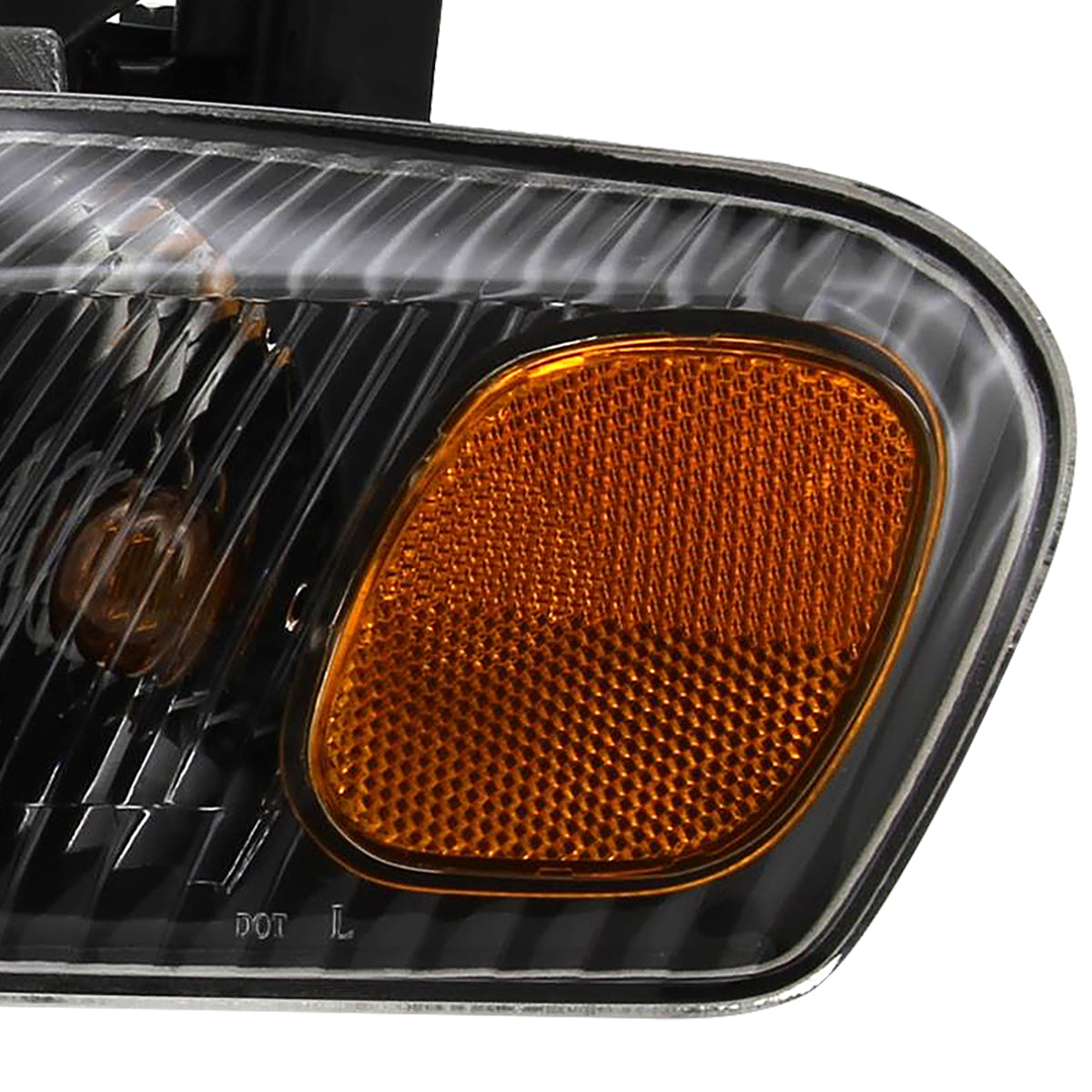 1998-2000 Toyota Corolla Factory Style Crystal Headlights w/ Corner Lights & Bulbs (Matte Black Housing/Clear Lens)