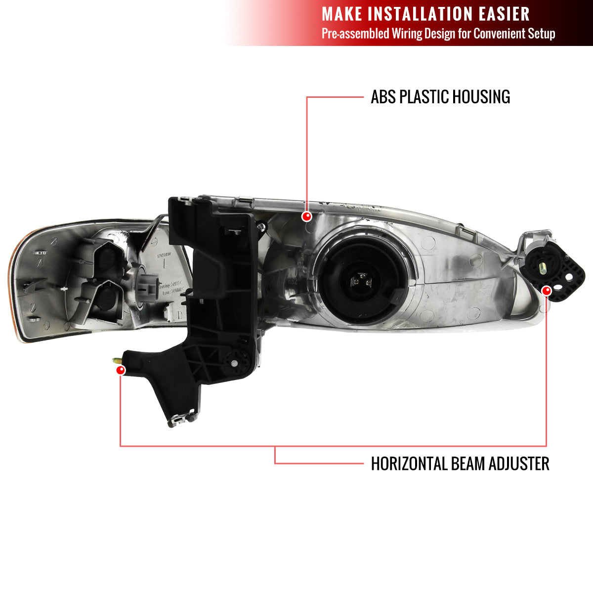 1998-2000 Toyota Corolla Factory Style Crystal Headlights w/ Corner Lights & Bulbs (Matte Black Housing/Clear Lens)