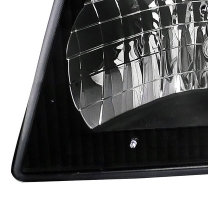 1992-2006 Ford Econoline E-Series Factory Style Headlights and Turn Signal Corner Lights (Matte Black Housing/Clear Lens)