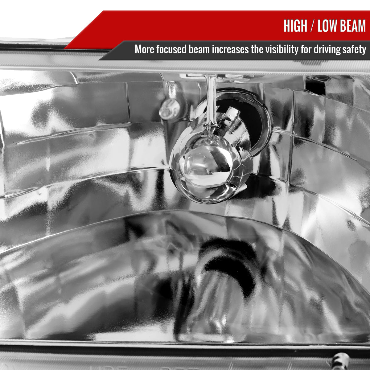 1998-2002 Mercury Grand Marquis Factory Style Crystal Headlights w/ Corner Signal Lights (Chrome Housing/Clear Lens)