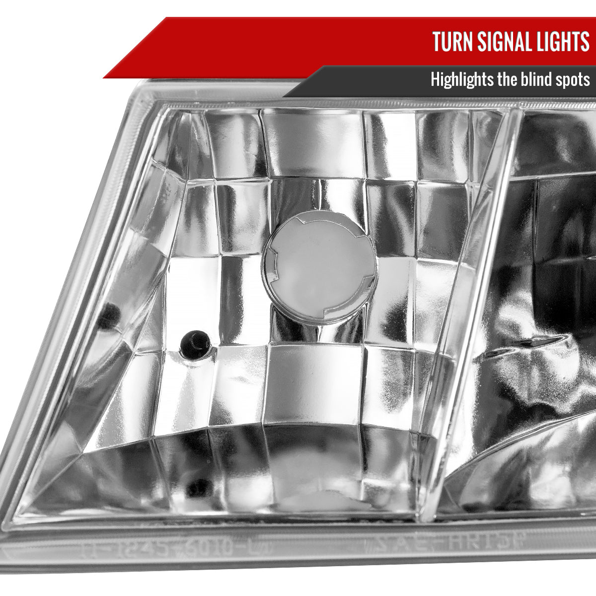 1998-2002 Mercury Grand Marquis Factory Style Crystal Headlights w/ Corner Signal Lights (Chrome Housing/Clear Lens)