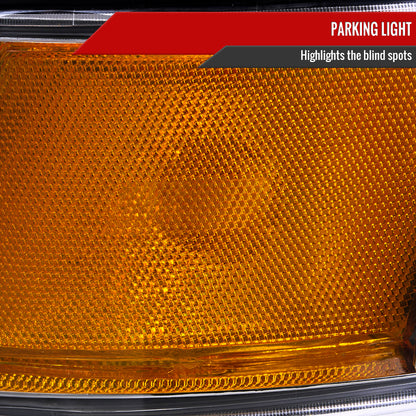 1998-2002 Mercury Grand Marquis Factory Style Crystal Headlights w/ Corner Signal Lights (Chrome Housing/Clear Lens)