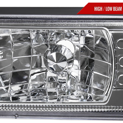 1987-1993 Ford Mustang Crystal Headlights (Chrome Housing/Clear Lens)