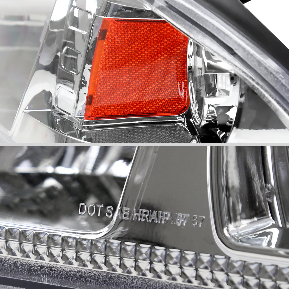 1987-1993 Ford Mustang Crystal Headlights (Chrome Housing/Clear Lens)