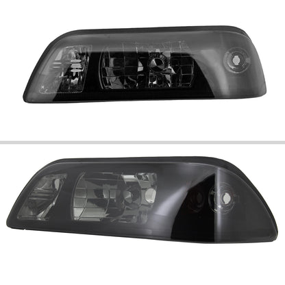 1987-1993 Ford Mustang Crystal Headlights (Chrome Housing/Smoked Lens)
