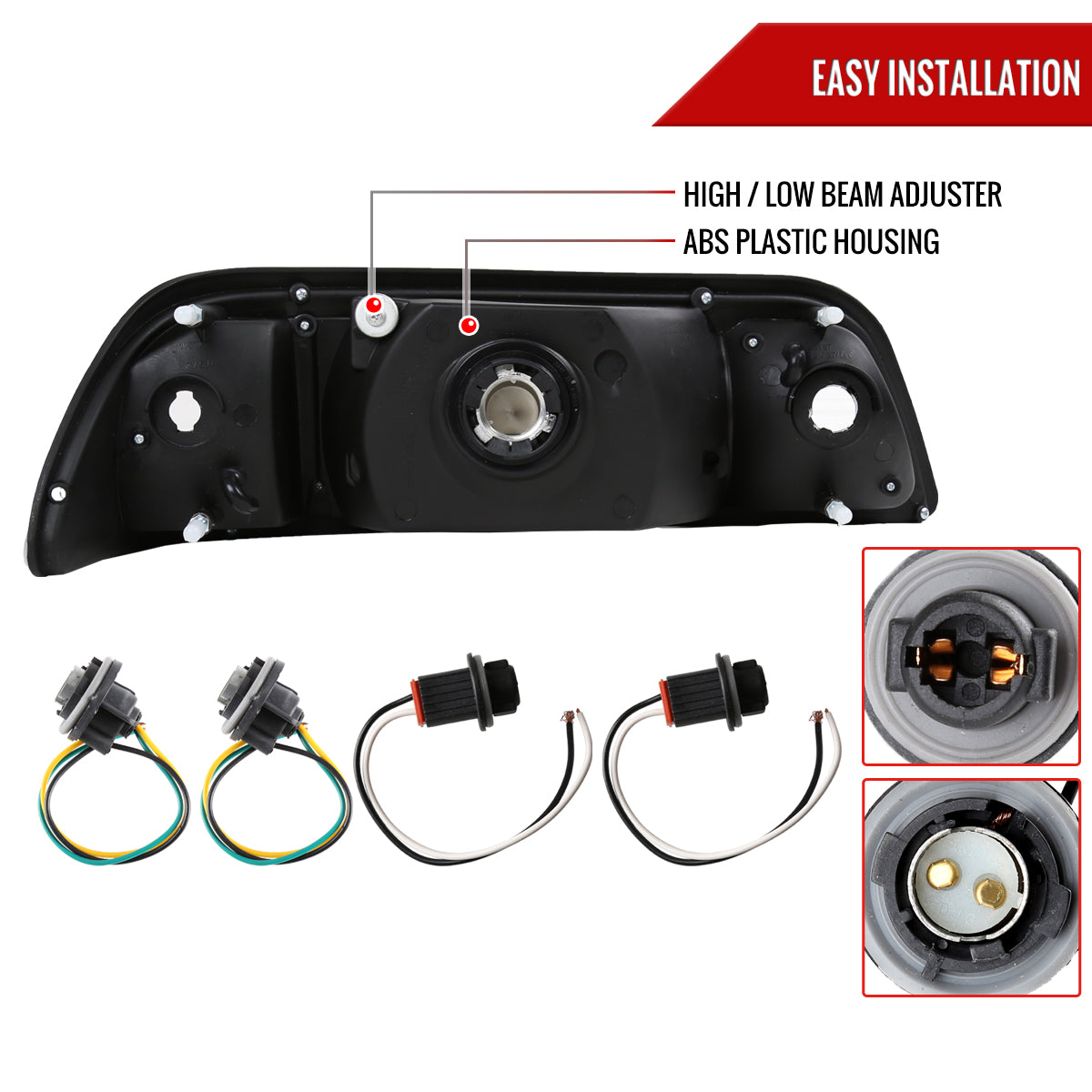 1987-1993 Ford Mustang Crystal Headlights (Chrome Housing/Smoked Lens)