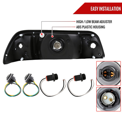 1987-1993 Ford Mustang Crystal Headlights (Chrome Housing/Smoked Lens)