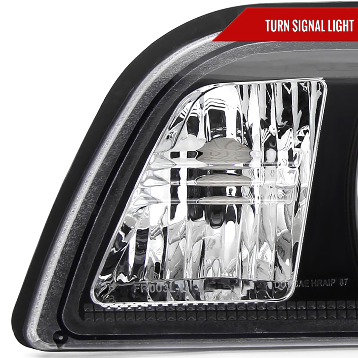 1987-1993 Ford Mustang Factory Style Crystal Headlights (Matte Black Housing/Clear Lens)