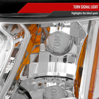 1994-1998 Ford Mustang 1PC Crystal Headlights w/ Amber Reflectors (Chrome Housing/Clear Lens)