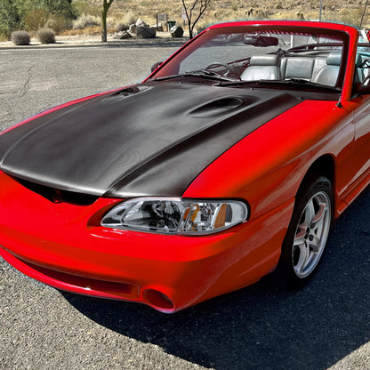 1994-1998 Ford Mustang 1PC Crystal Headlights w/ Amber Reflectors (Chrome Housing/Clear Lens)