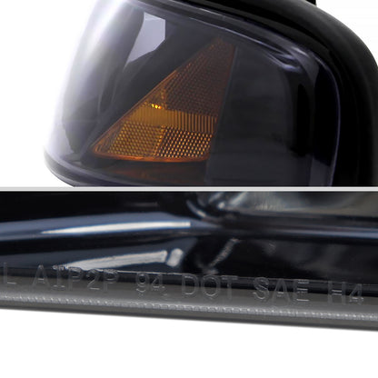 1994-1998 Ford Mustang 1PC Crystal Headlights w/ Amber Reflectors (Chrome Housing/Smoked Lens)
