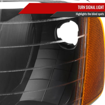 1999-2001 Dodge RAM 1500 Sport Factory Style Headlights and Corner Lights (Black Housing/Clear Lens)