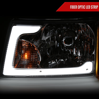 2001-2011 Ford Ranger LED Bar Factory Style Headlights w/Amber Corner Lamp (Chrome Housing/Clear Lens)