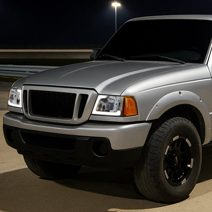 2001-2011 Ford Ranger LED Bar Factory Style Headlights w/Amber Corner Lamp (Chrome Housing/Clear Lens)