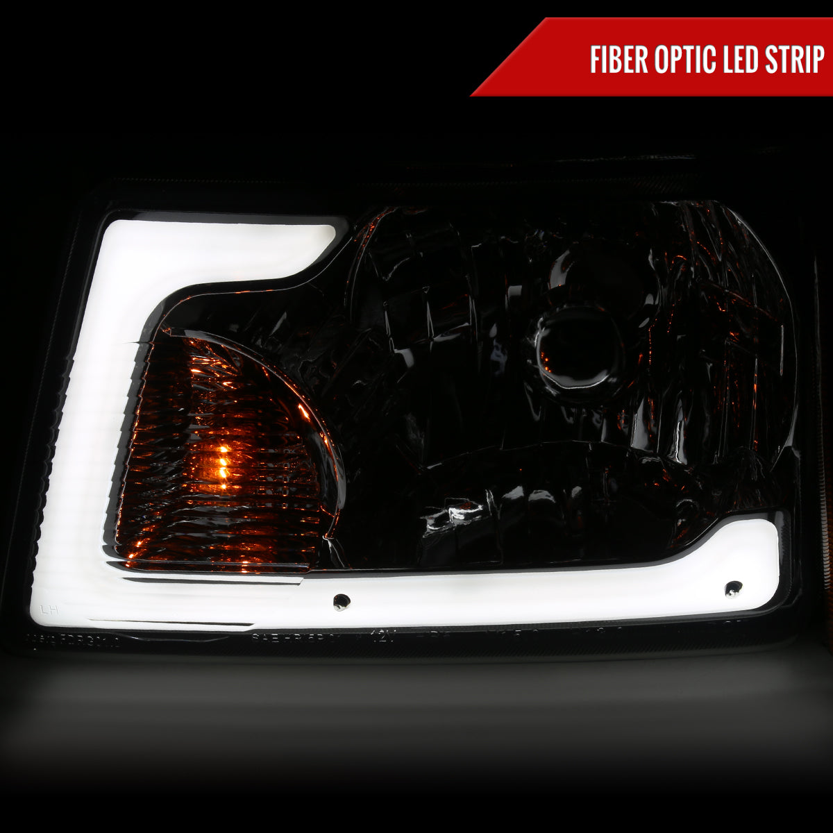 2001-2011 Ford Ranger LED Bar Factory Style Headlights w/Amber Corner Lamp (Chrome Housing/Smoked Lens)