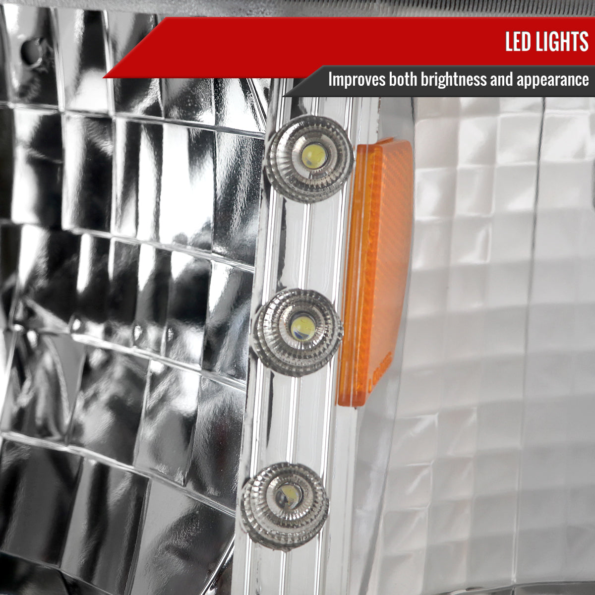 1993-1997 Ford Ranger Factory Style V2 Headlights w/ Corner Signal Lights (Chrome Housing/Clear Lens)